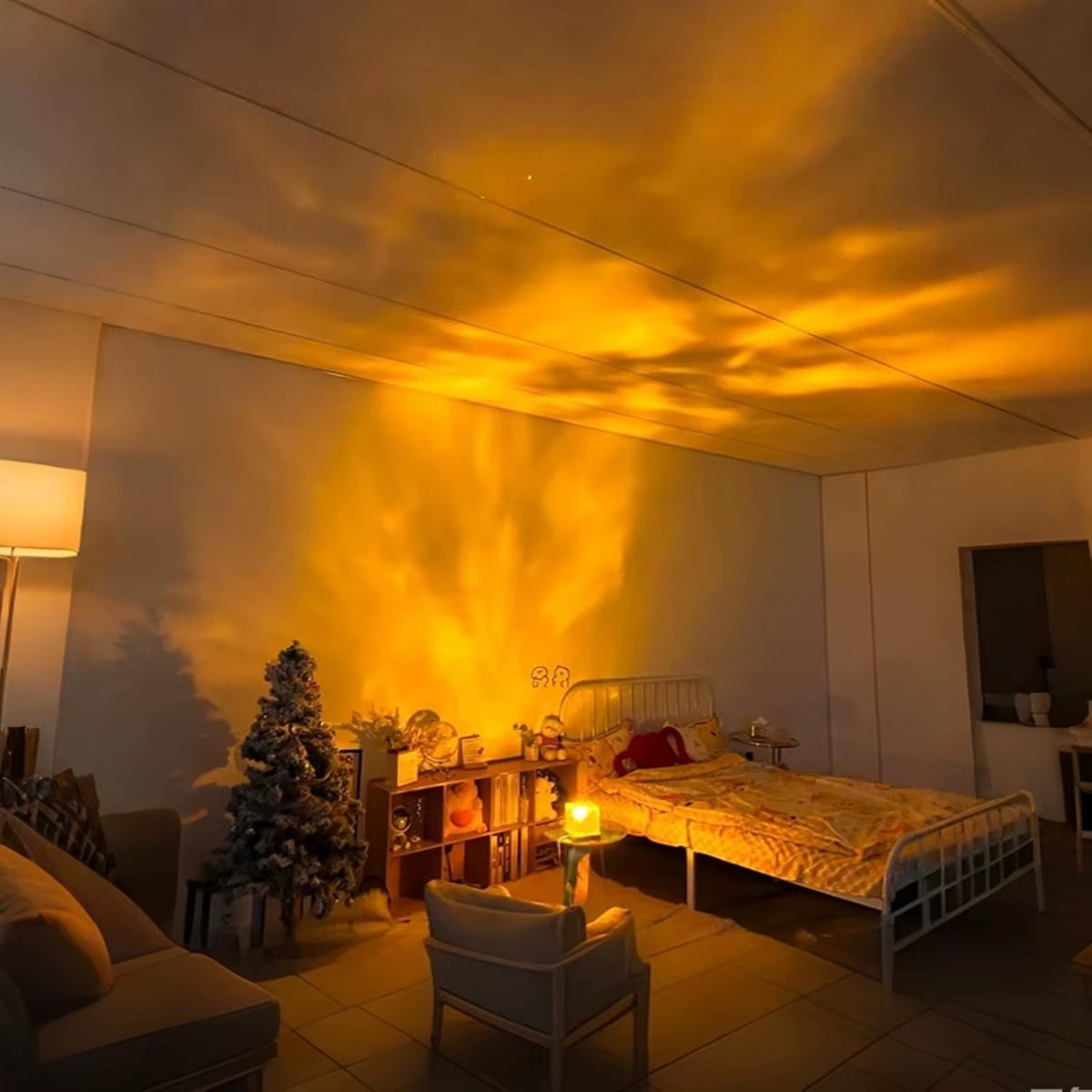 Water Ripple Night Light – 16-Color RGB Rotating Projector Lamp for Bedroom & Living Room