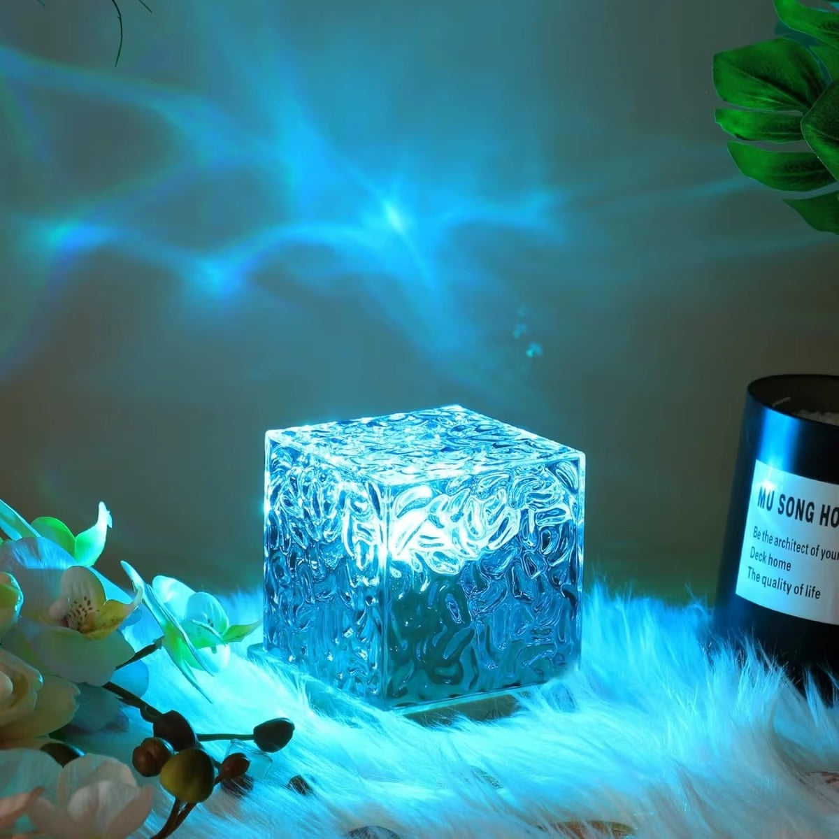 Water Ripple Night Light – 16-Color RGB Rotating Projector Lamp for Bedroom & Living Room