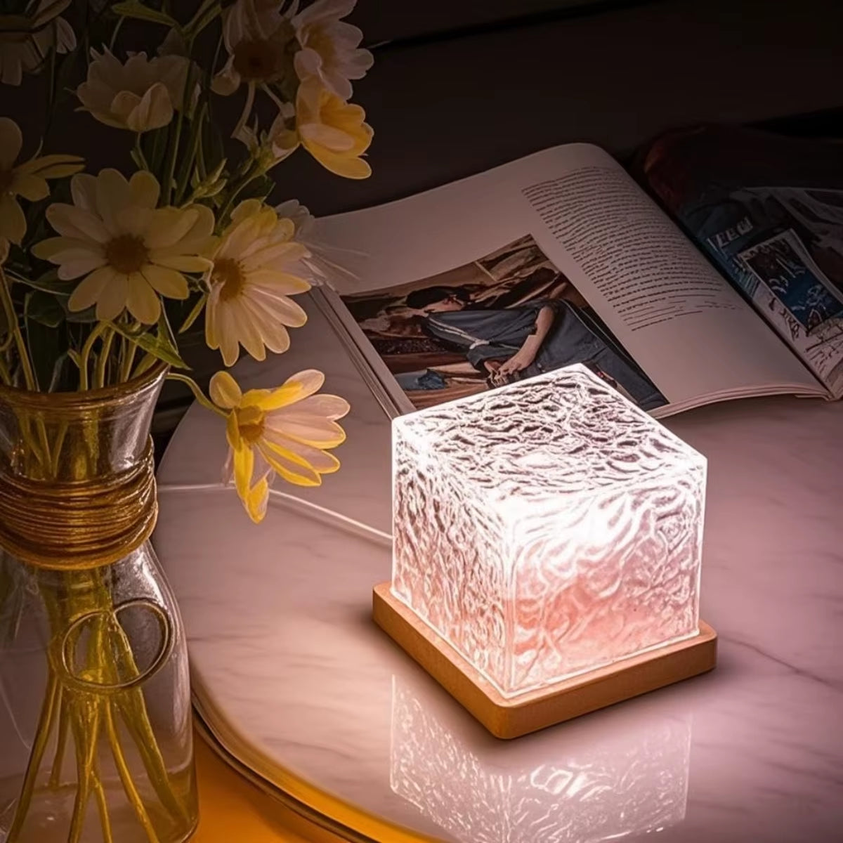 Water Ripple Night Light – 16-Color RGB Rotating Projector Lamp for Bedroom & Living Room